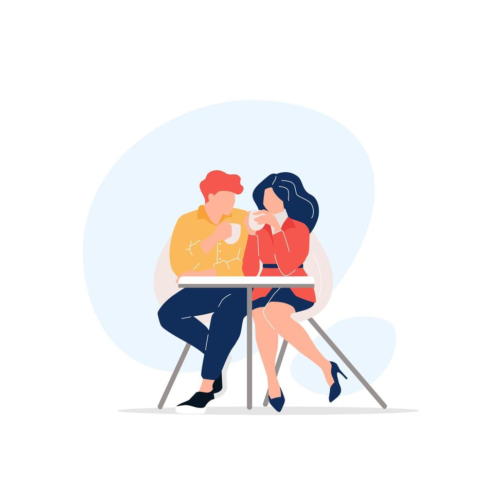 Couple drinking tea vector