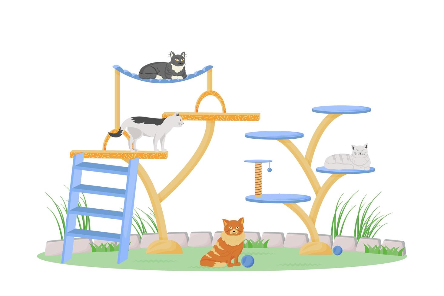 Cats on play tower vector