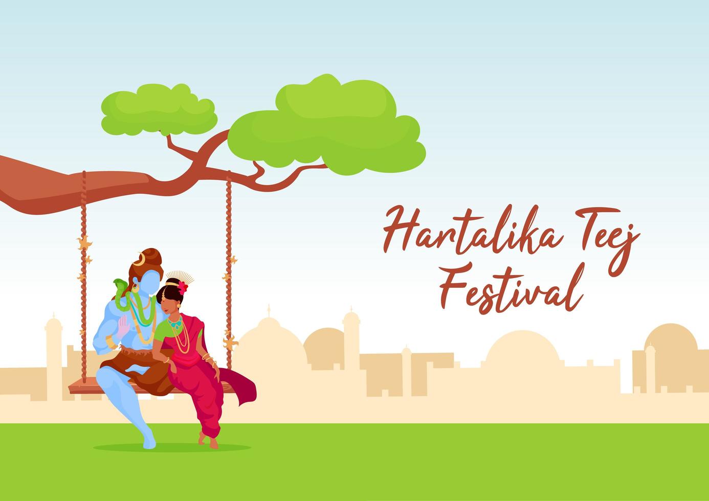 Hartalika teej festival poster vector