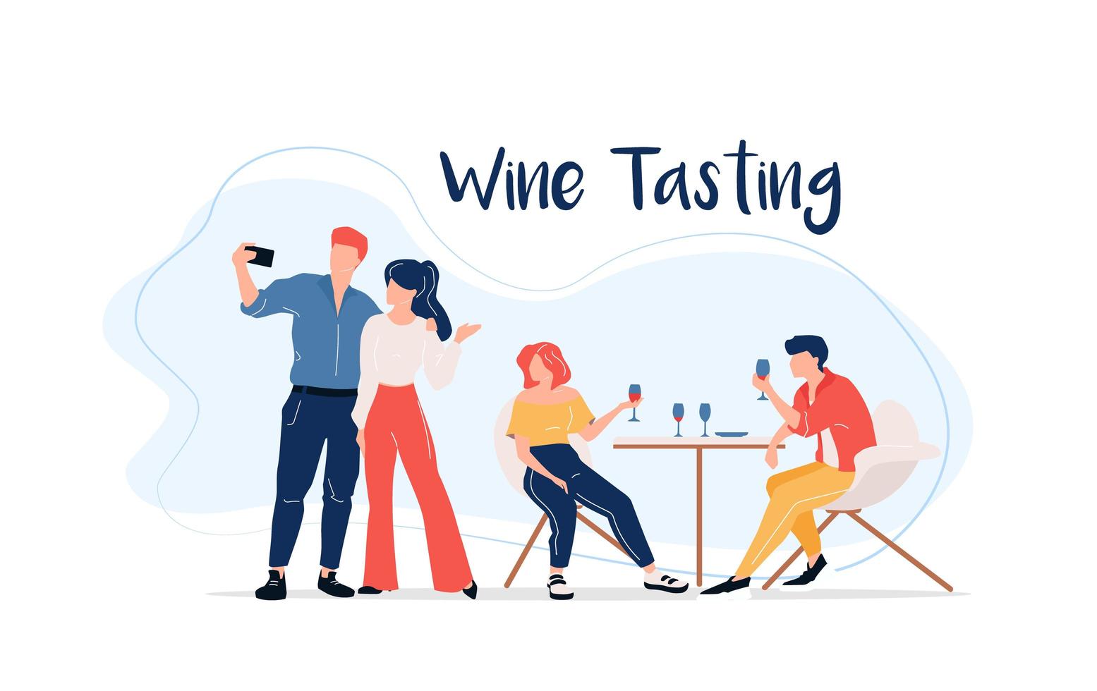 Wine tasting group vector