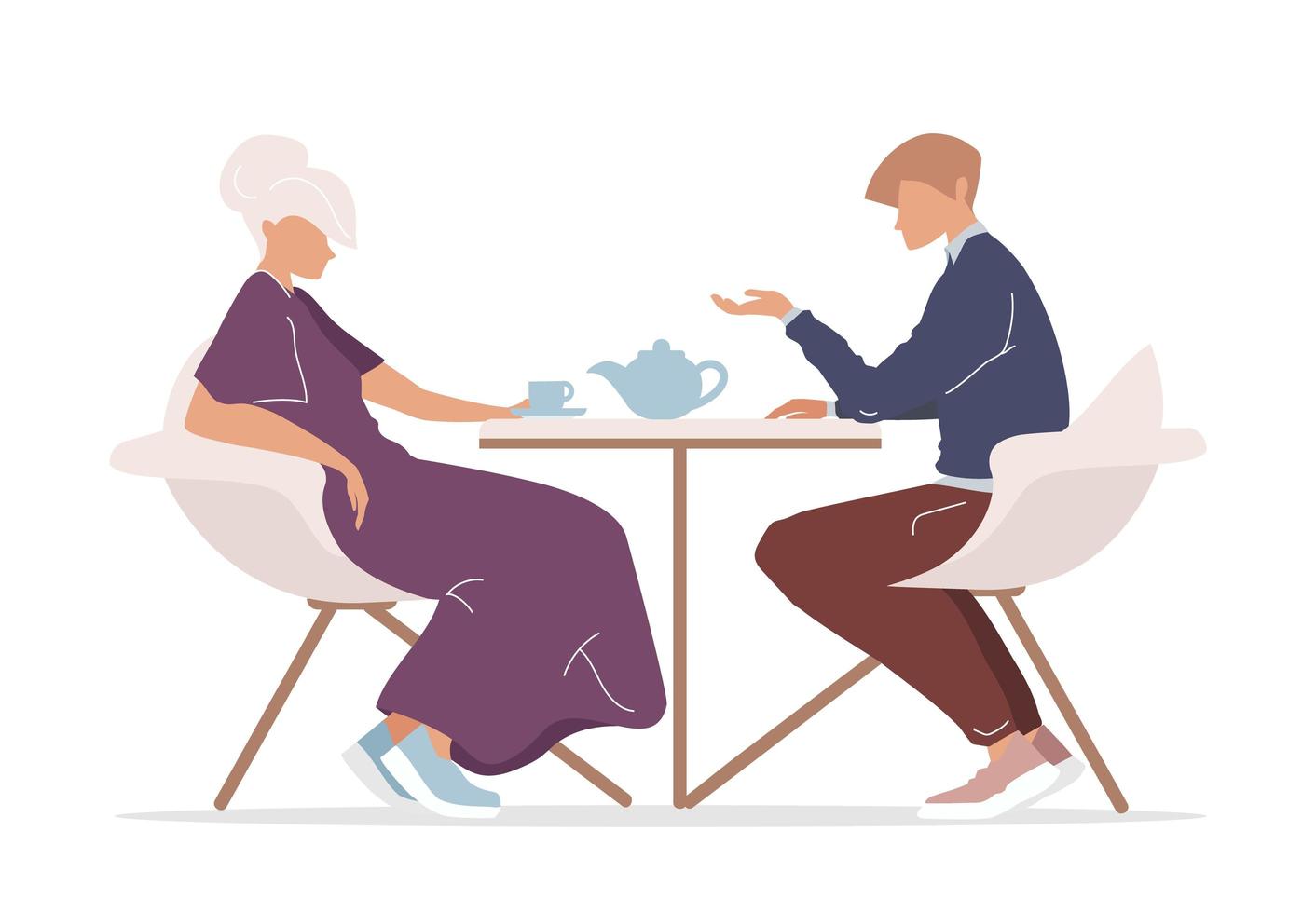 Man and woman drinking tea vector