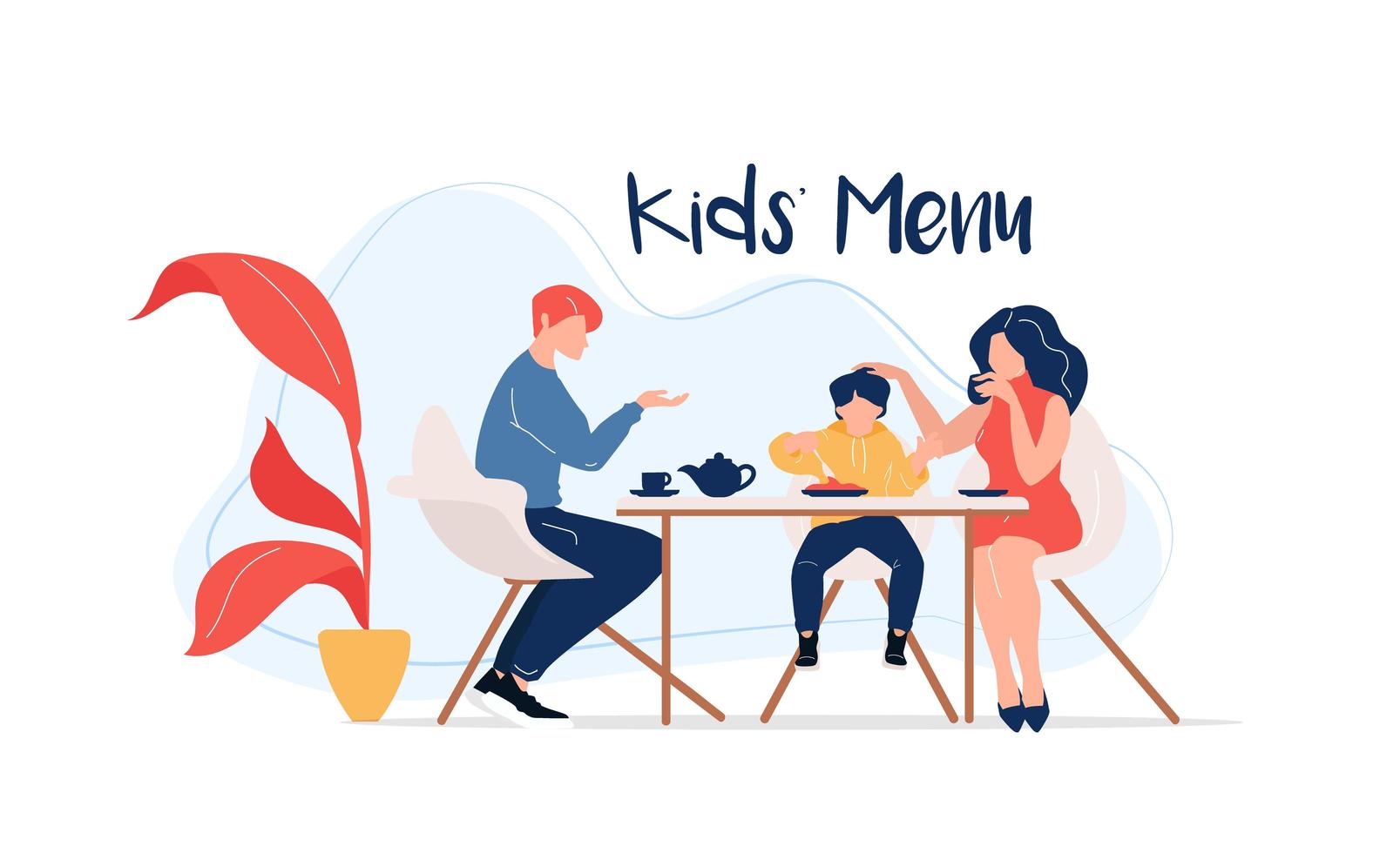 Kids menu at table vector