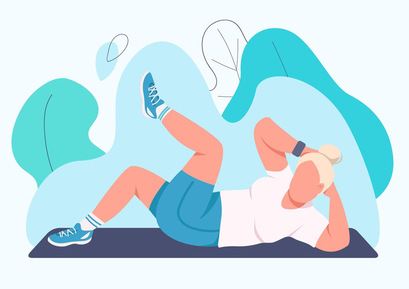 Woman training abs vector