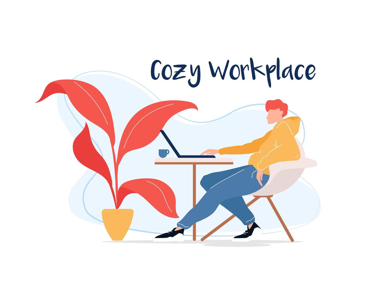 Cozy workplace scene vector