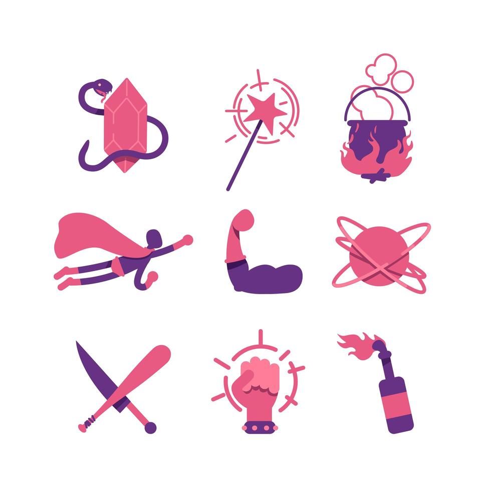 Fantasy and comic objects set vector