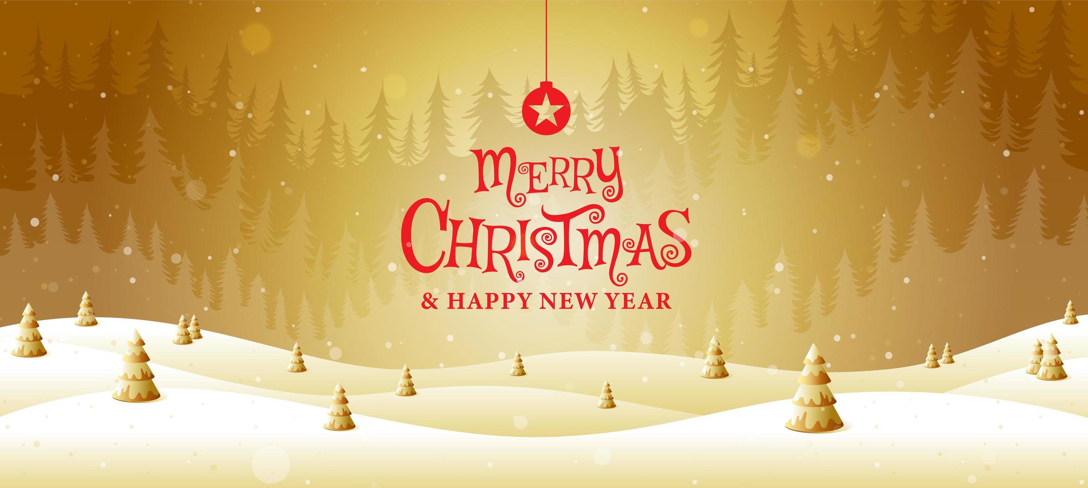 Merry Christmas golden landscape fantasy vector