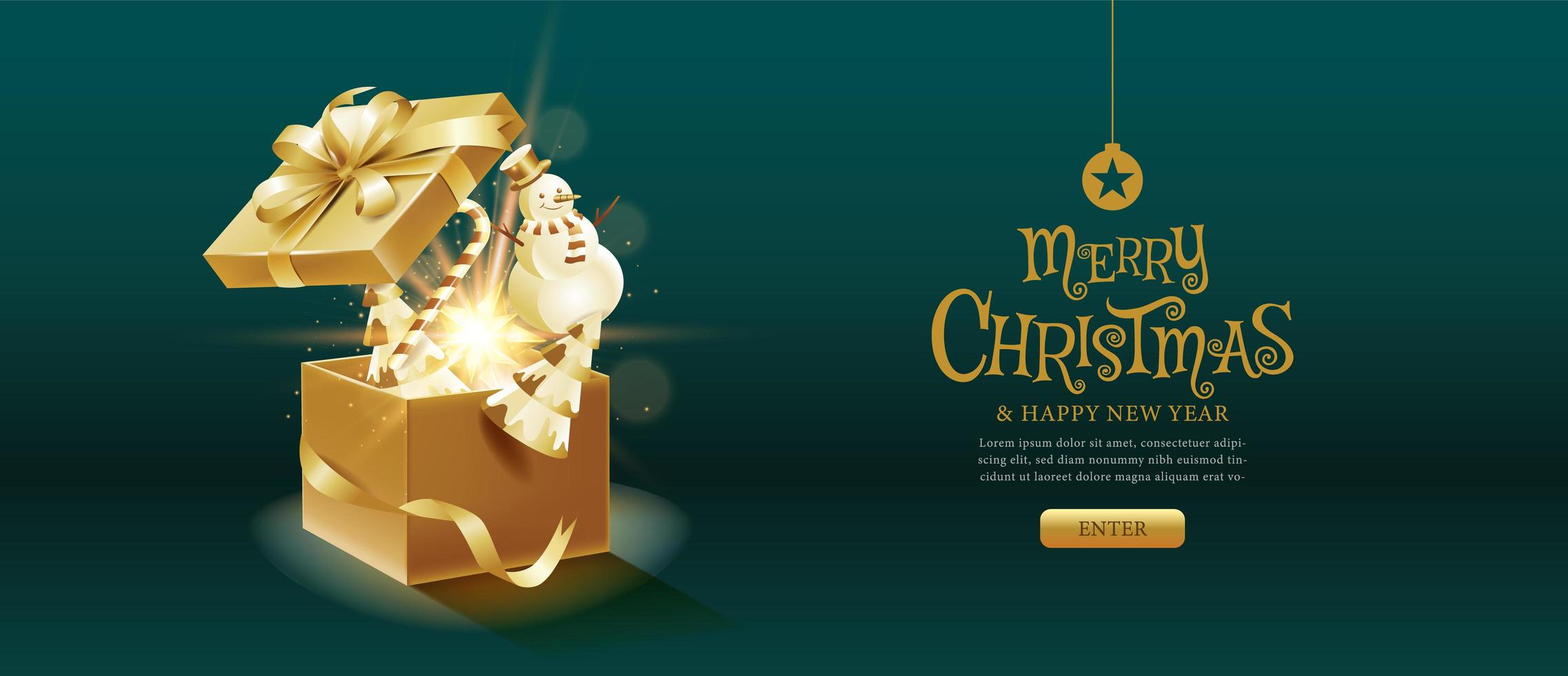 Merry Christmas magical gift box vector