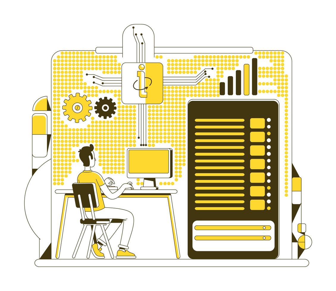 Data center thin line style vector