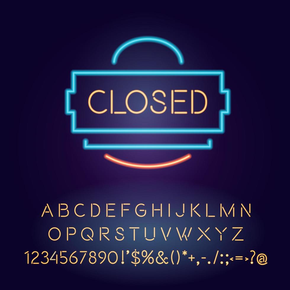 Closed neon light board vector