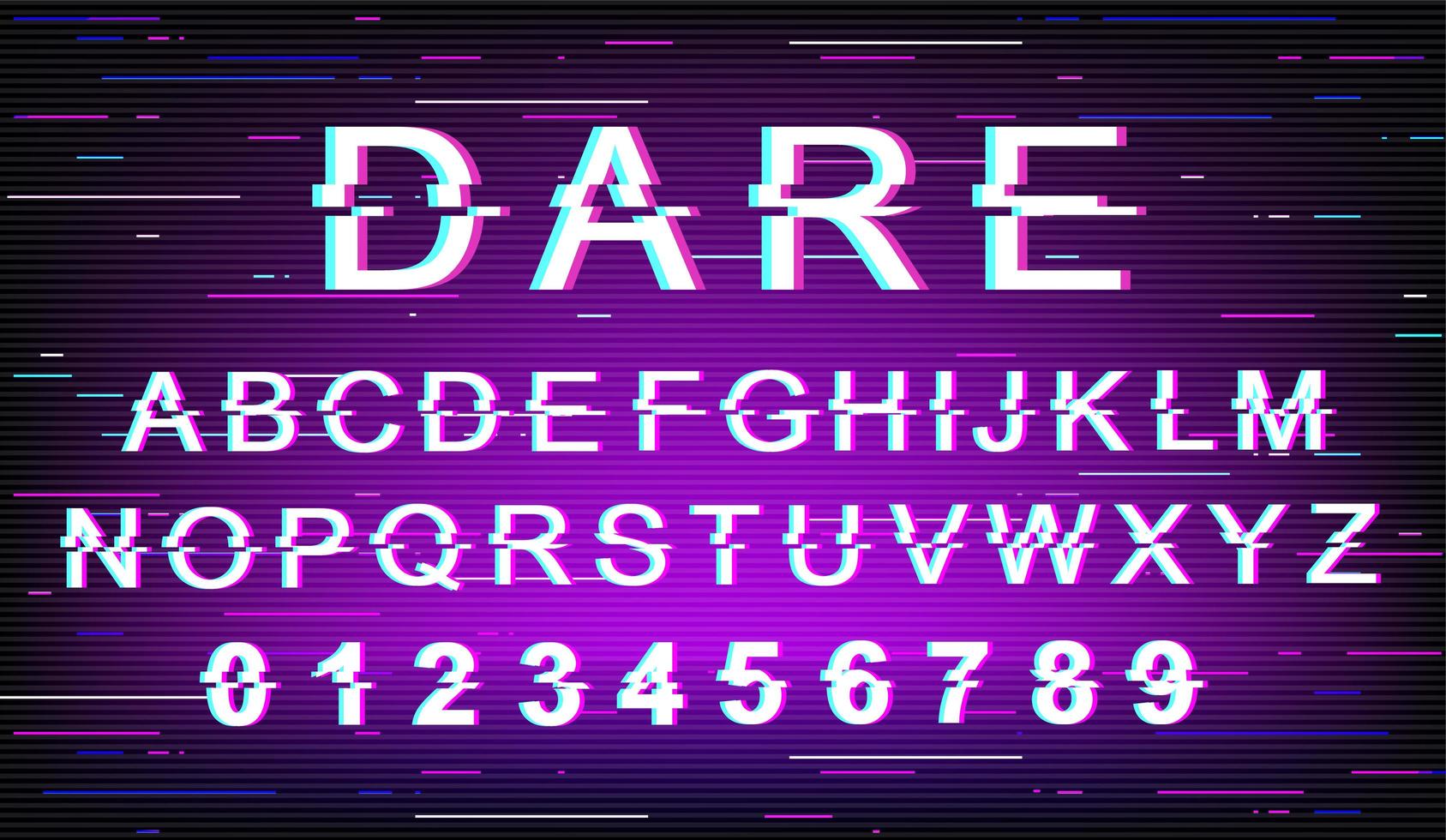 Dare glitch font template vector