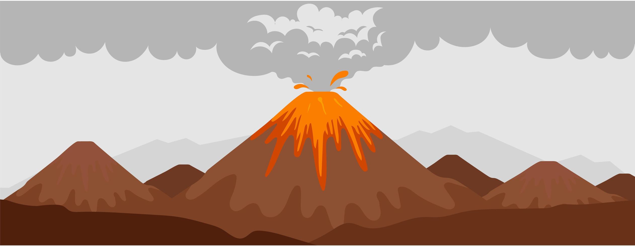 Volcano eruption scene vector