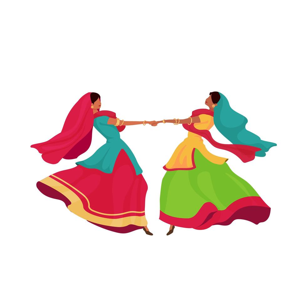 chicas indias en sari vector