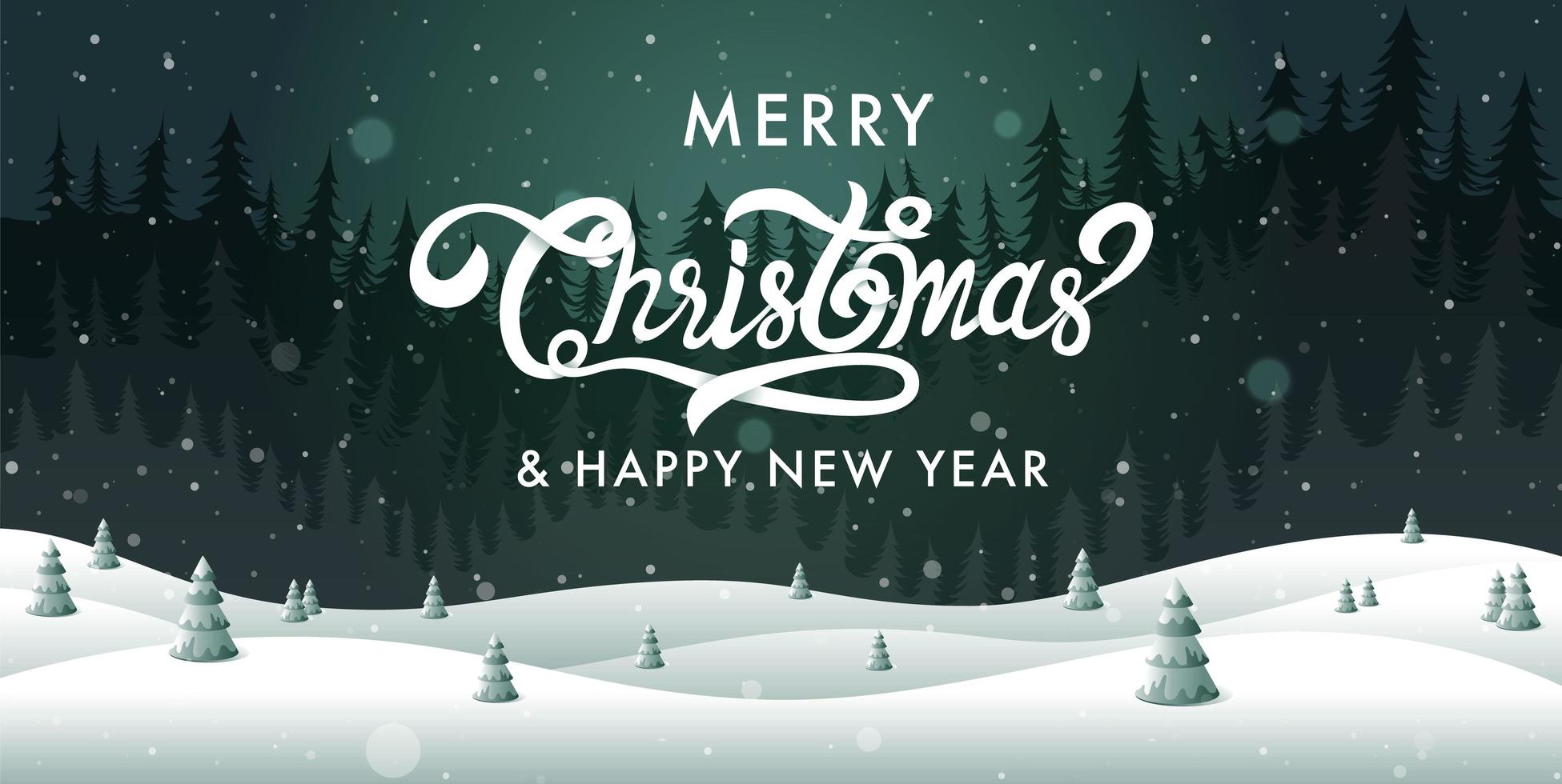 Merry Christmas, happy new year landscape vector