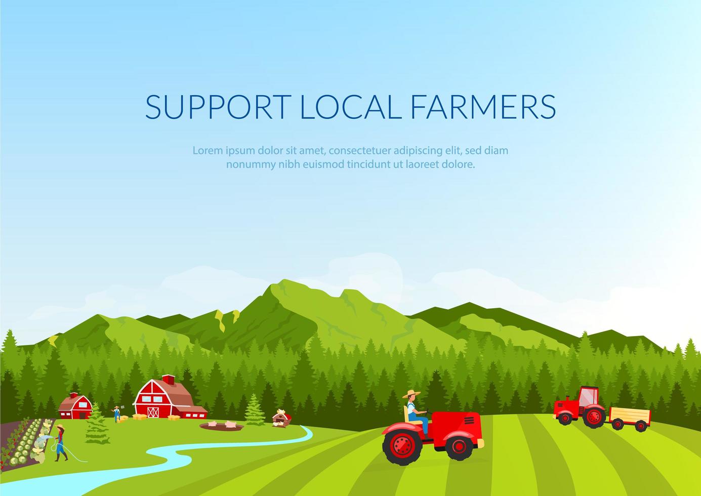 banner de apoyo a los agricultores locales vector