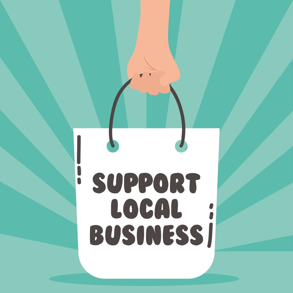 Support local business campaign with shopping bag vector