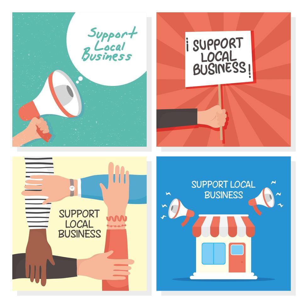 Support local business campaign set vector