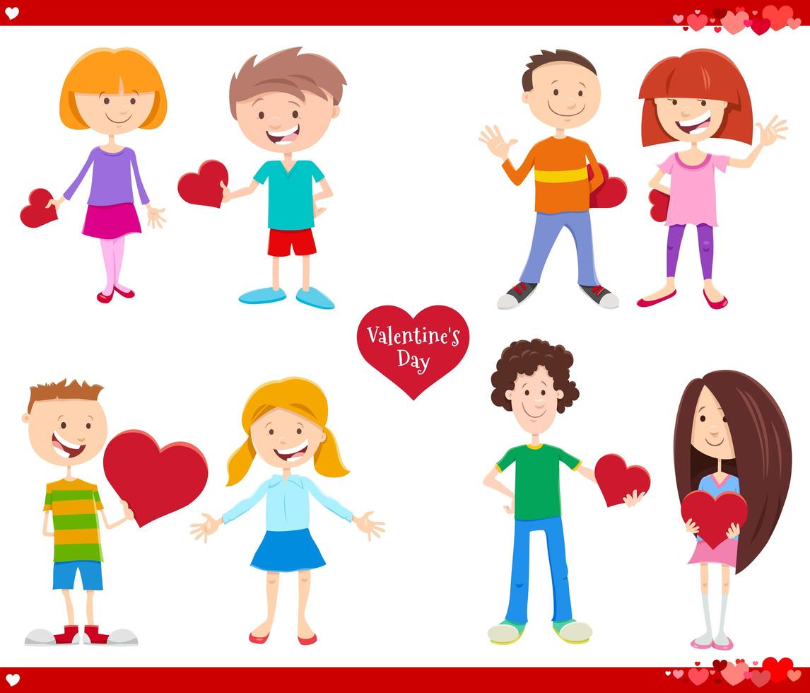 Valentines day holiday cartoon love set vector
