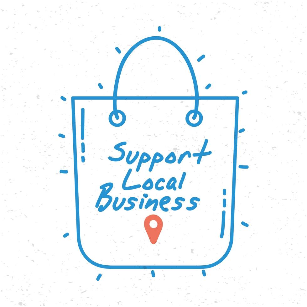 Support local business campaign with shopping bag vector