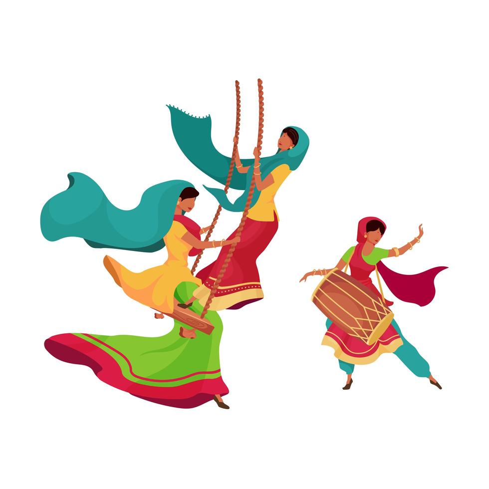 Teej festival swinging vector