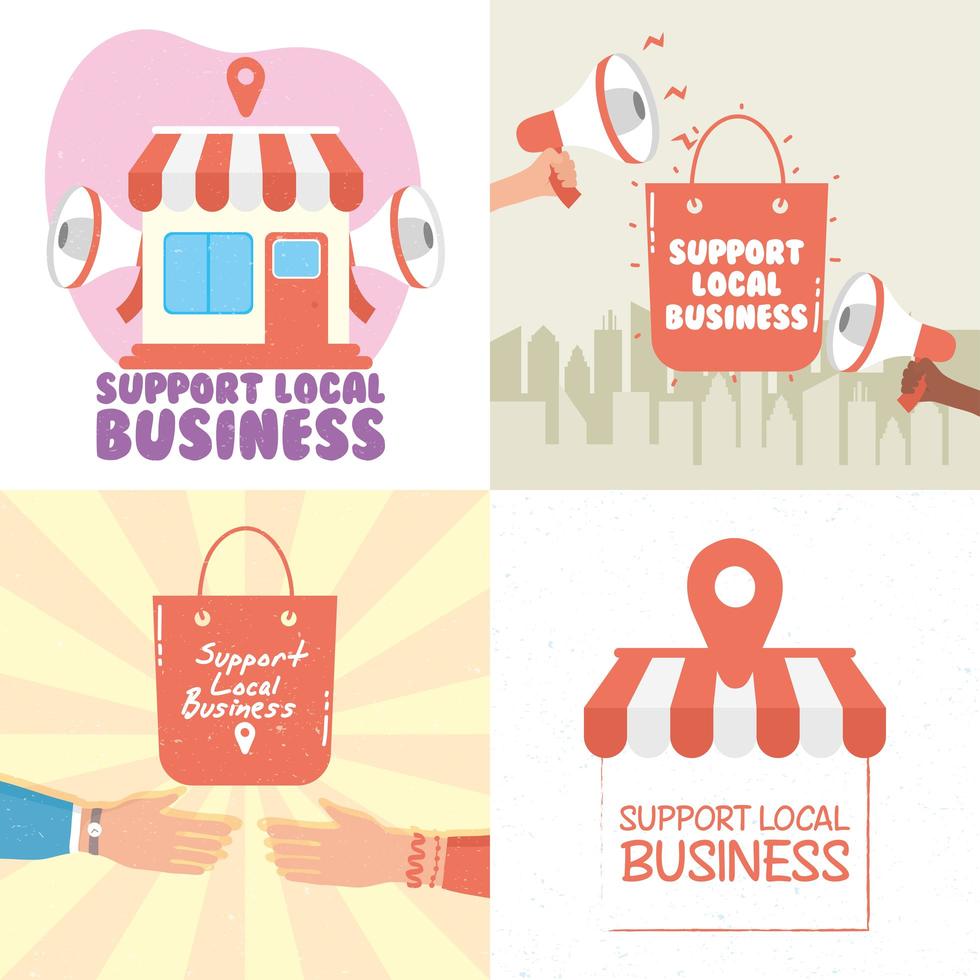 Support local business campaign set vector