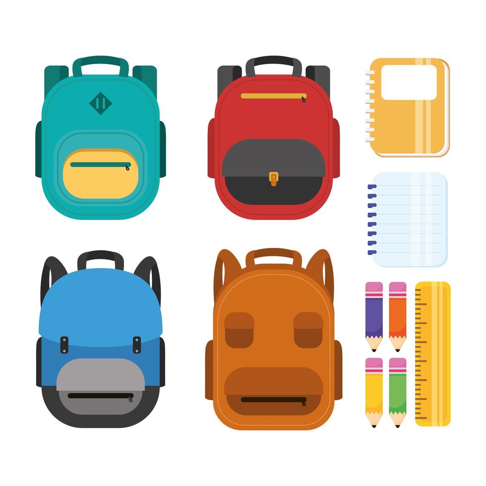 conjunto de iconos de materiales escolares vector