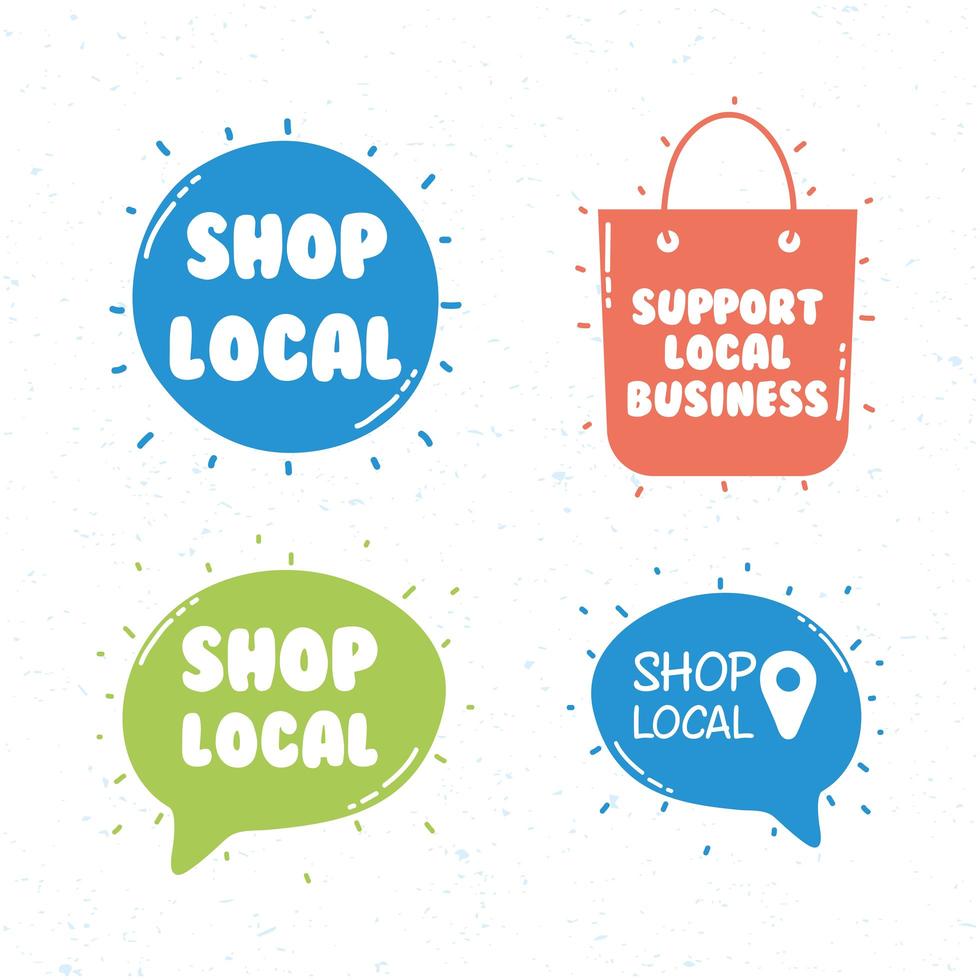 Support local business campaign icon set vector