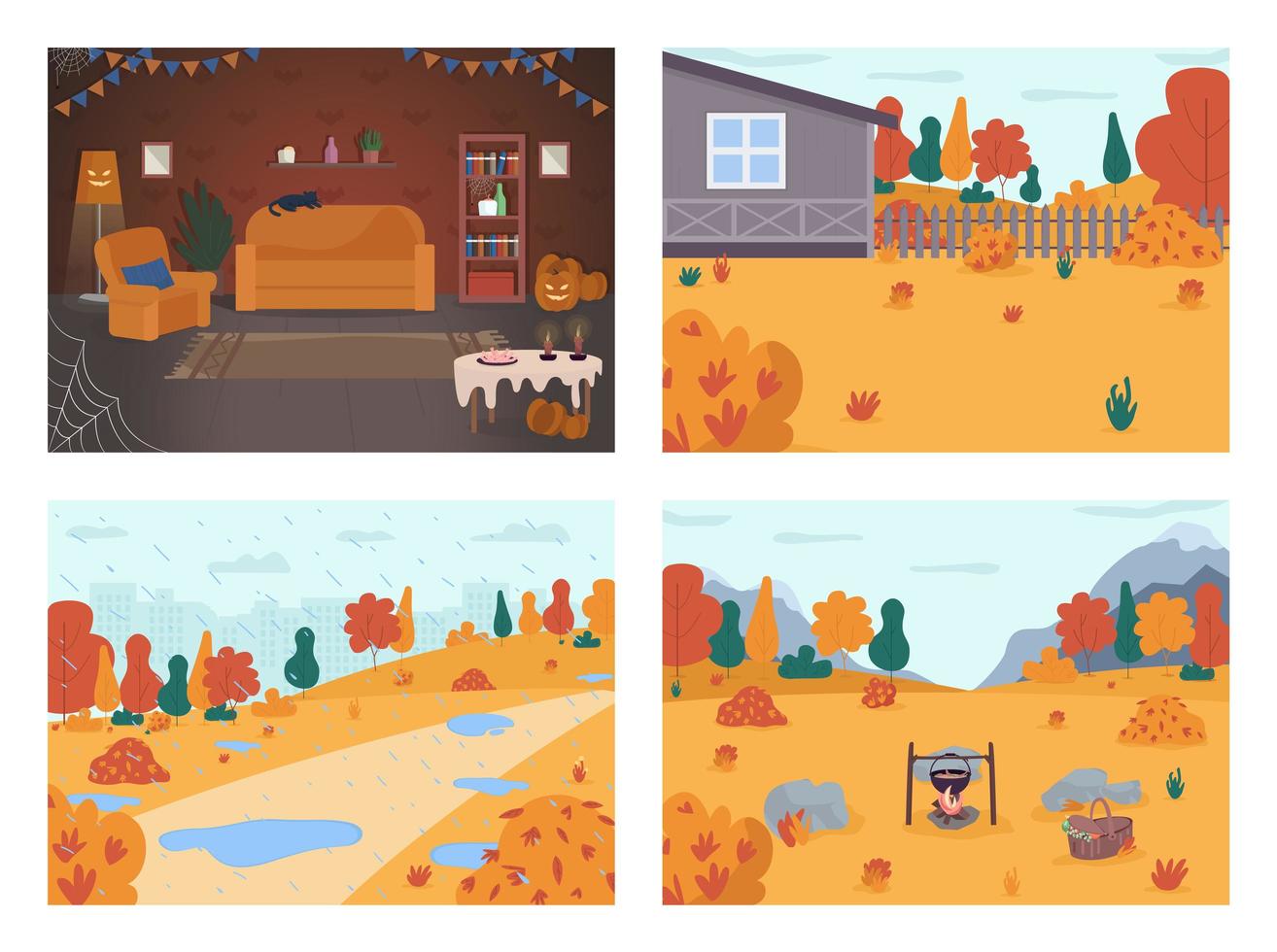 Fall holiday scenes vector