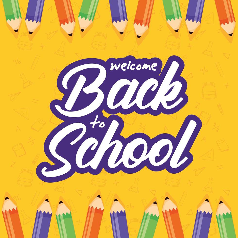 Back to school poster with colored pencils vector