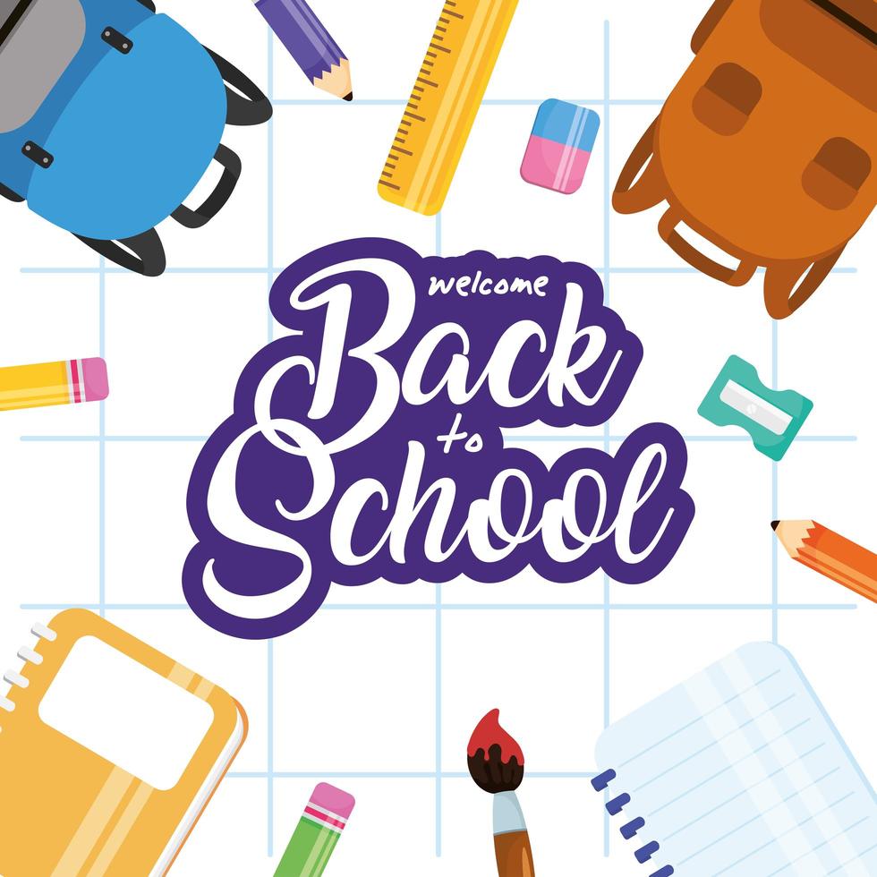 Back to school poster with school materials vector