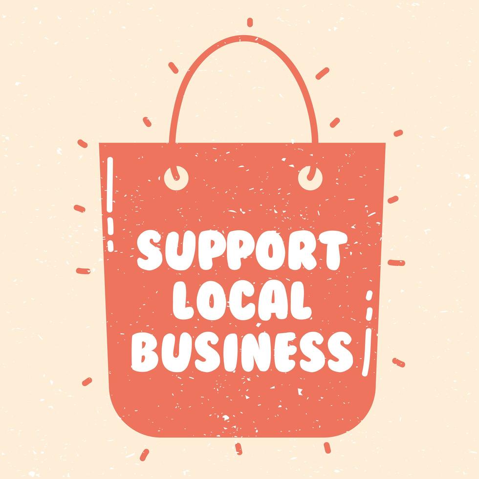 Support local business campaign with shopping bag vector