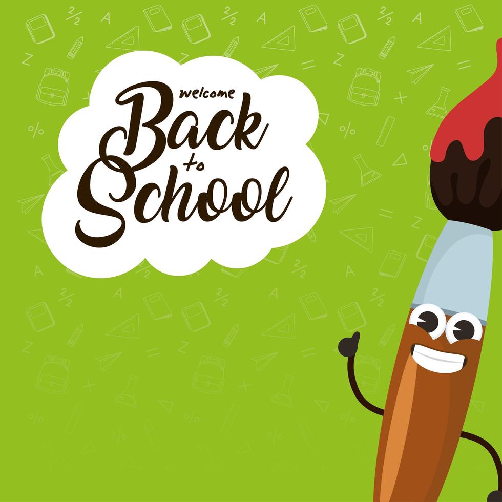 Back to school composition with kawaii character vector