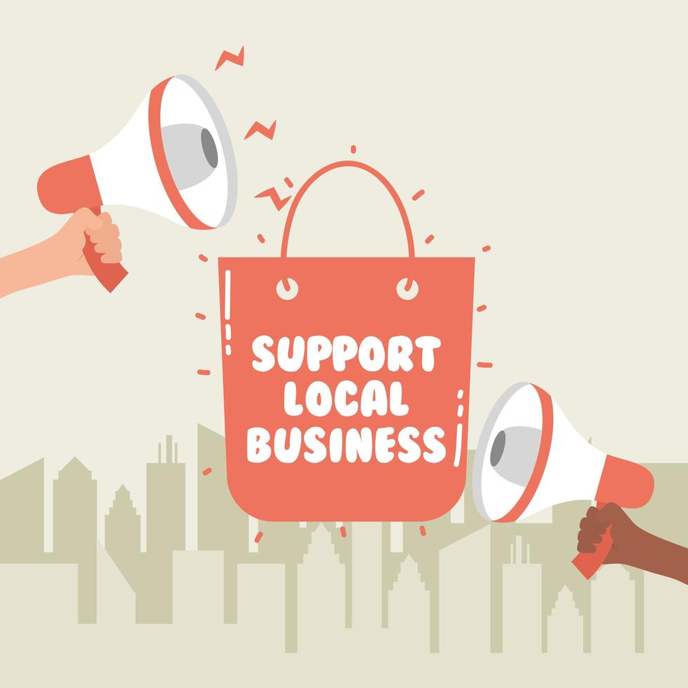 Support local business campaign with megaphones vector