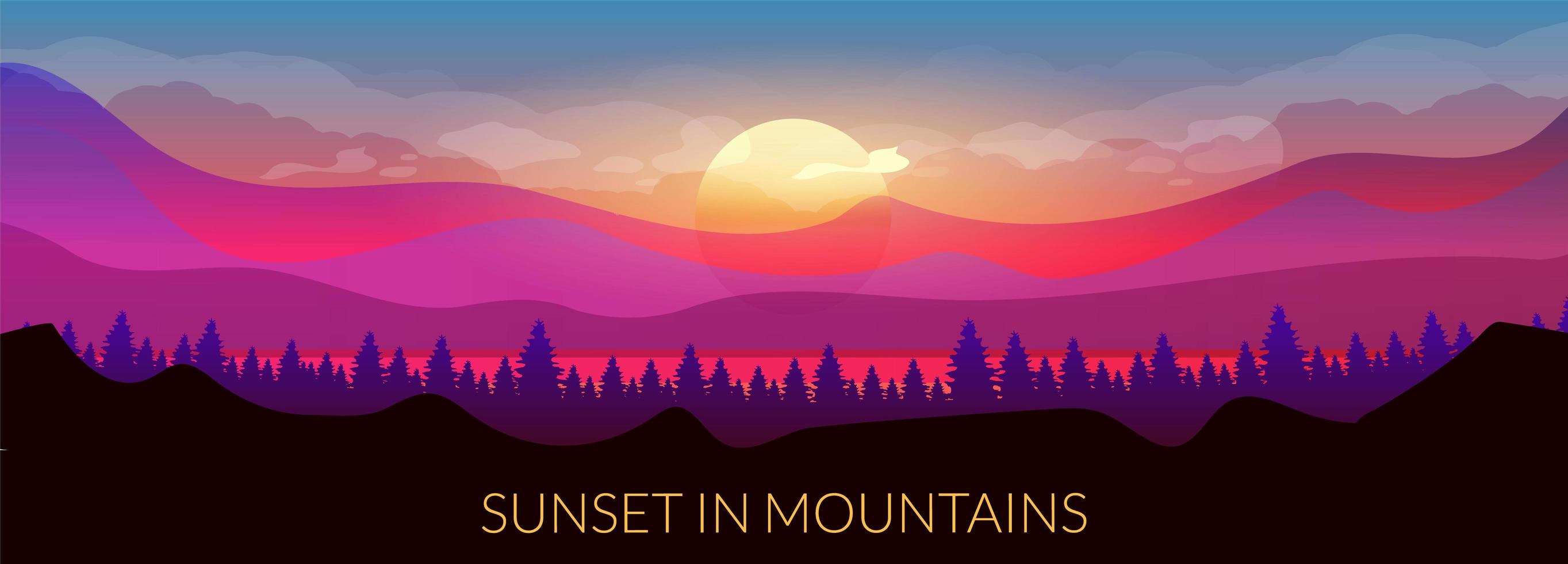 Sunset in mountains vector