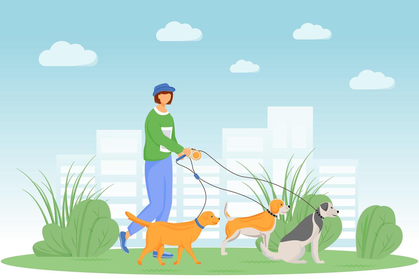 Dog walking in the park vector