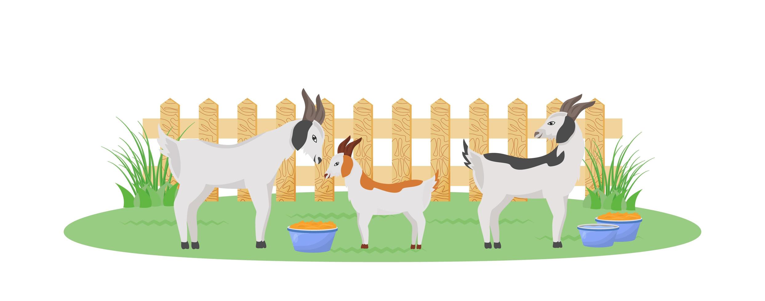 Goats in garden vector