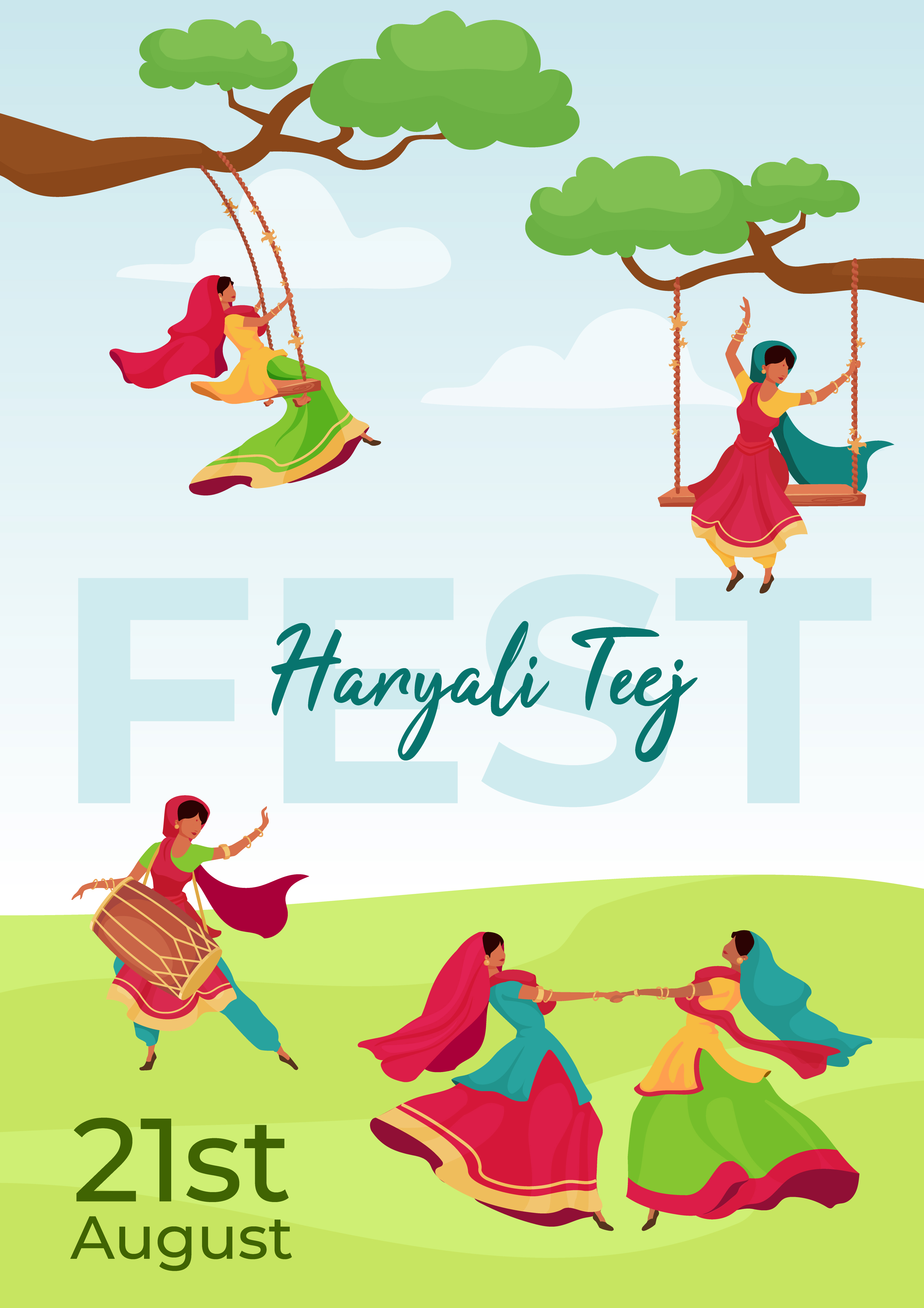 Hariyali Teej fest poster 1632948 Vector Art at Vecteezy
