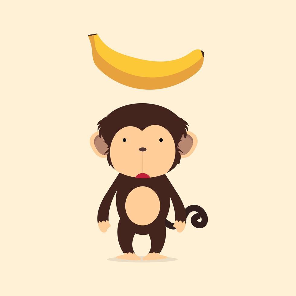 Cute monkey with banana vector