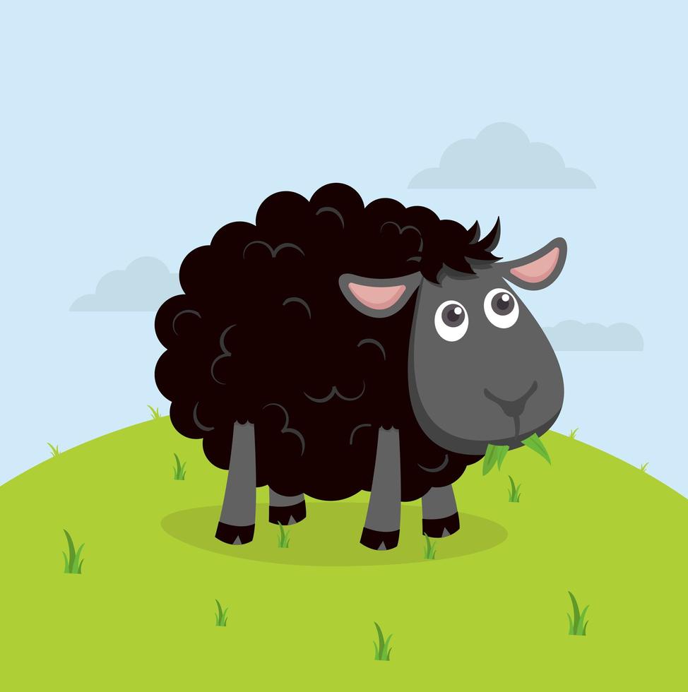 linda oveja negra come dibujos animados de hierba 1634625 Vector en Vecteezy