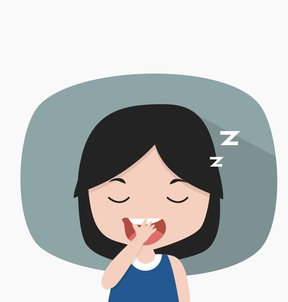 Small Girl  sleepy tired yawning vector