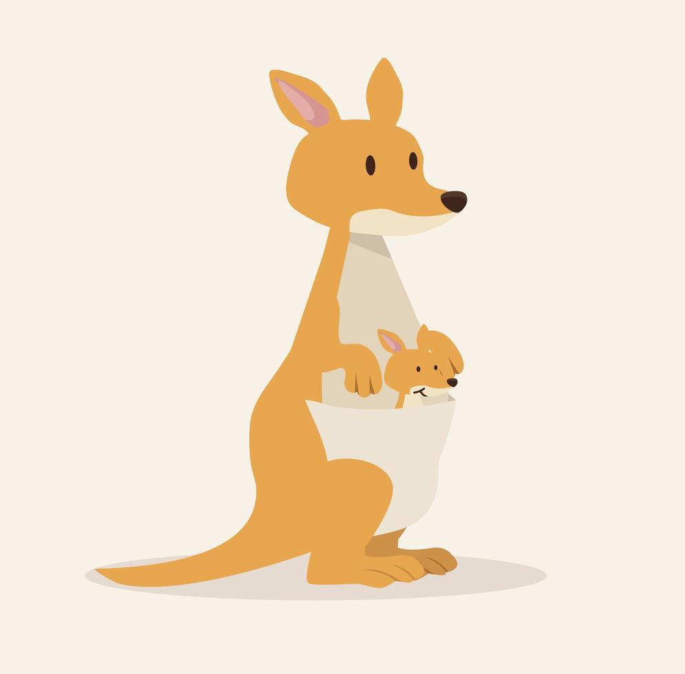 Kangaroo With Baby Kangaroo vector