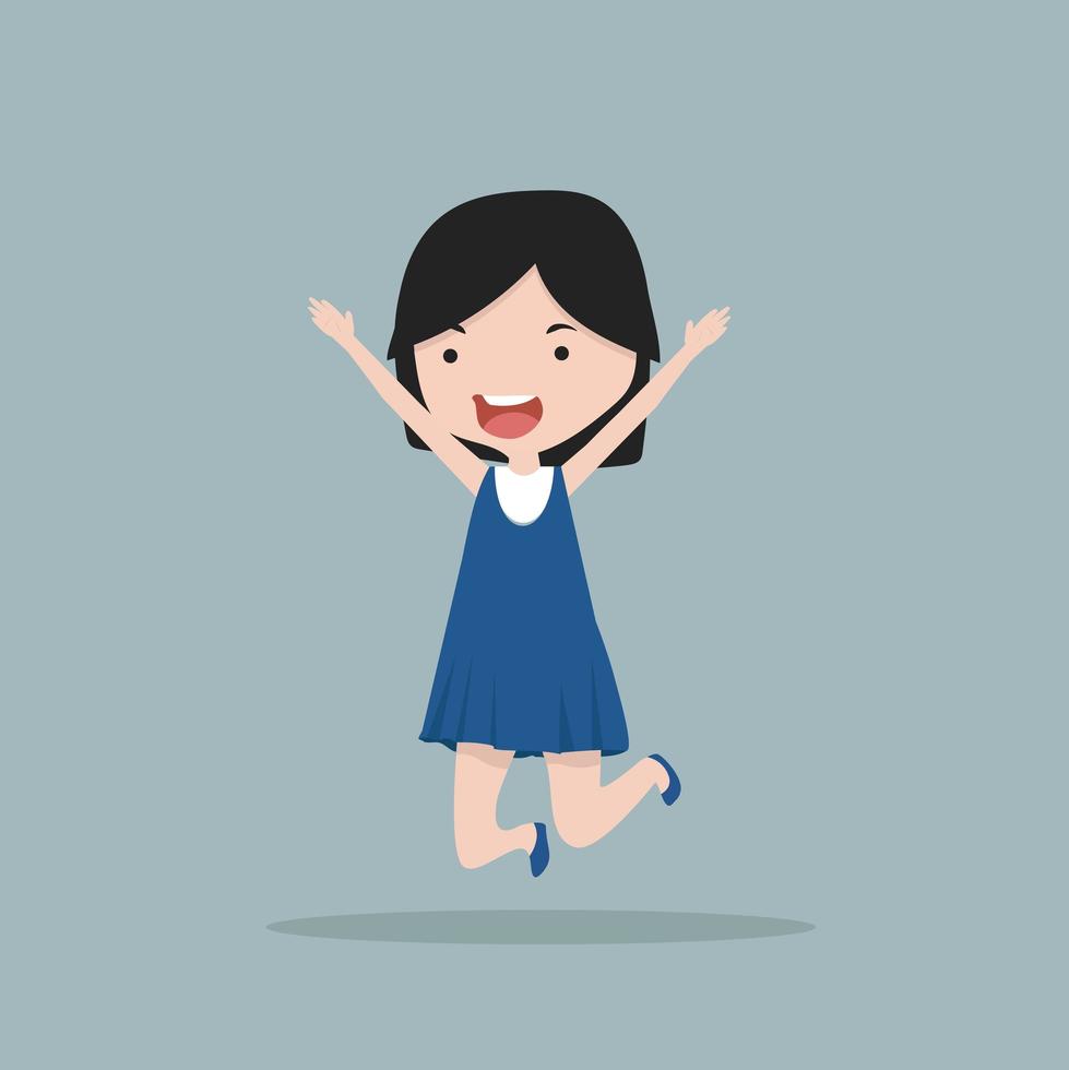 small girl jumping and laughing vector