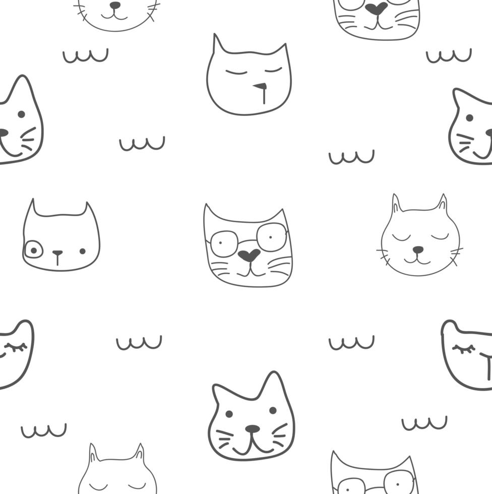seamless face cat pattern vector