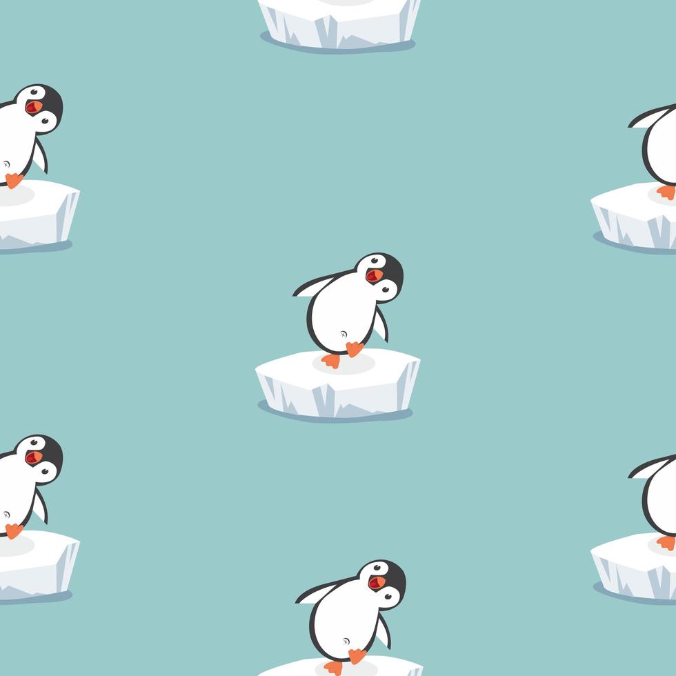 funny penguin on ice floe pattern vector