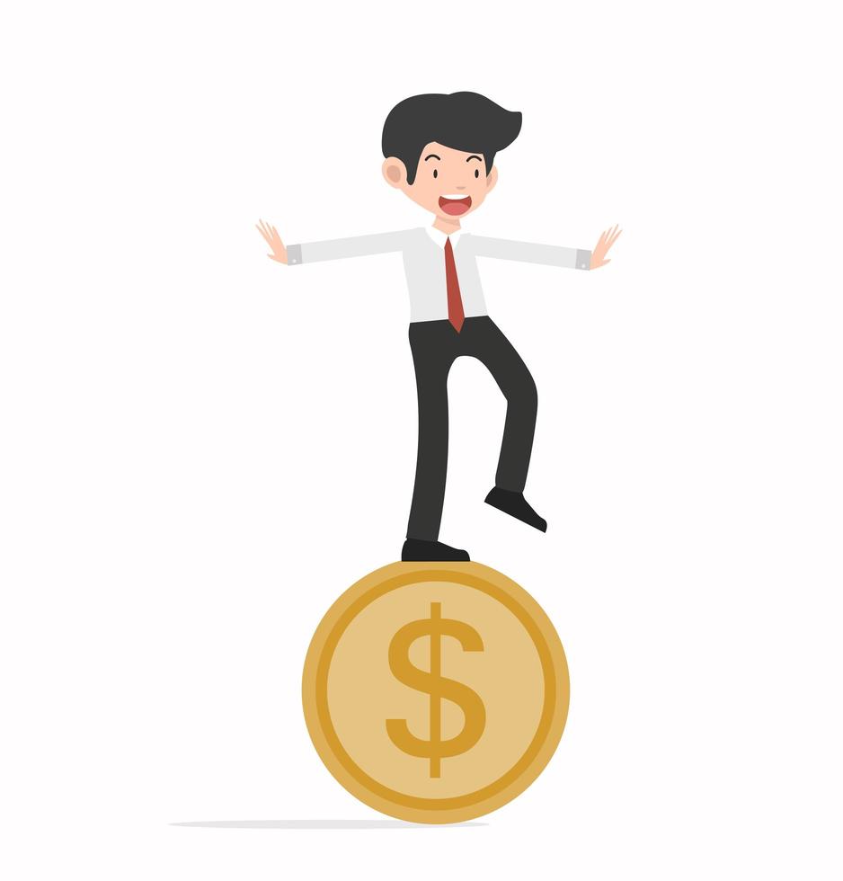 Happy Businessman on Gold Coin vector