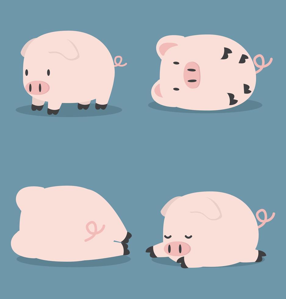 Set of Cute little Pig vector