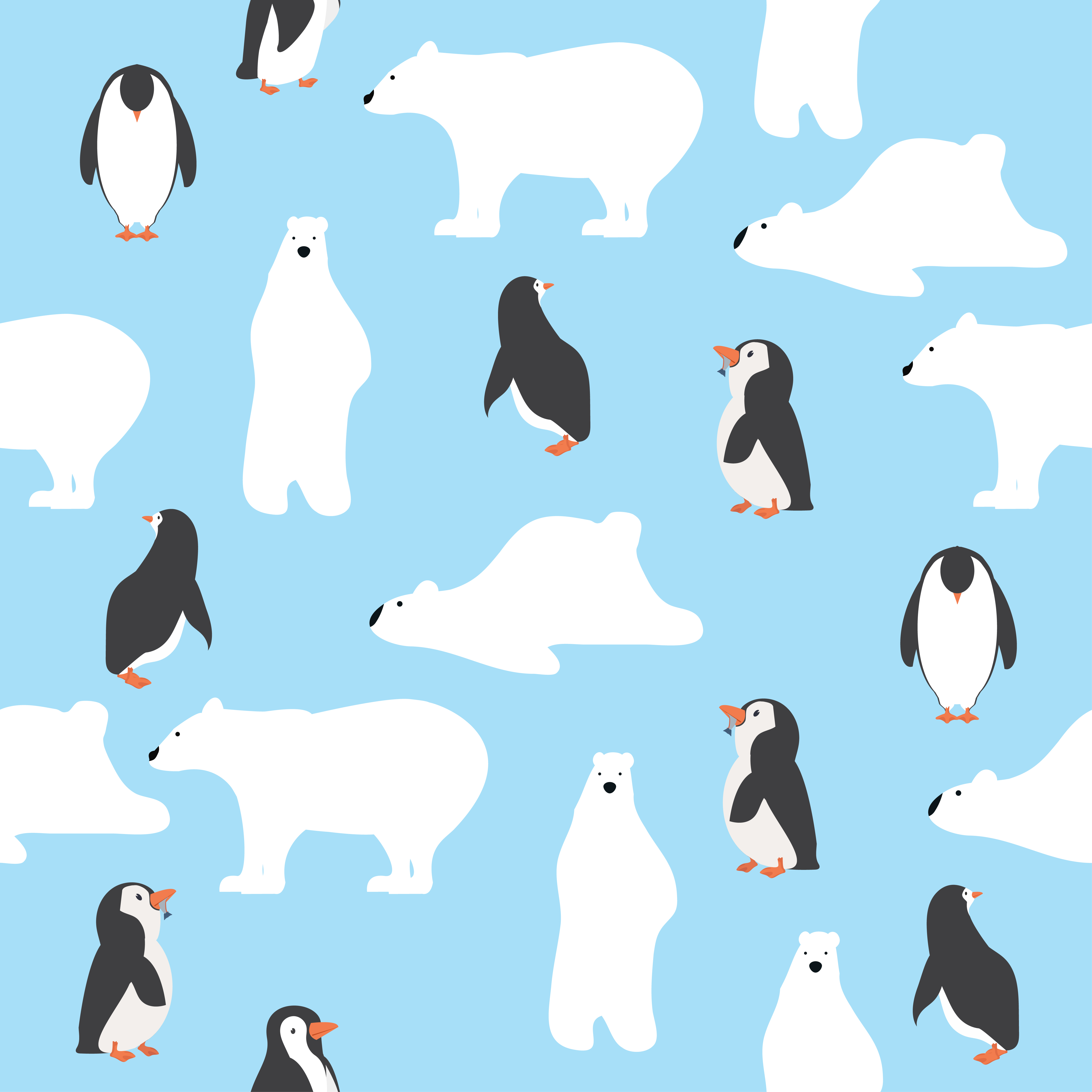 Cute Polar Bears With Penguins Seamless Pattern 1634755 Vector Art at