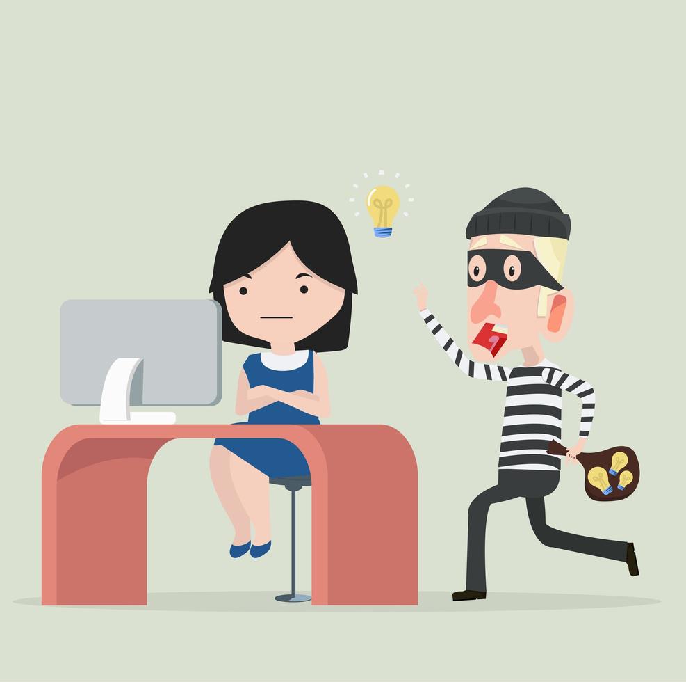 Thief  stealing idea from a woman vector