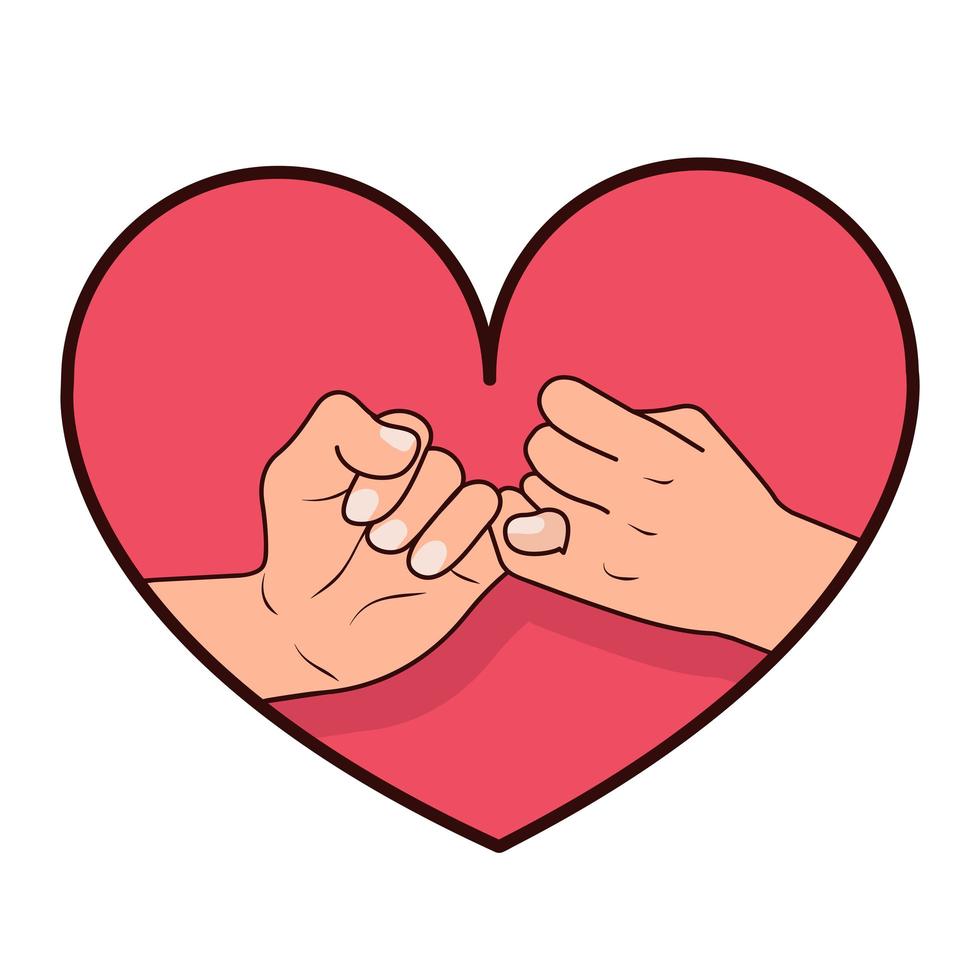 hand pinky promise with heart shape vector