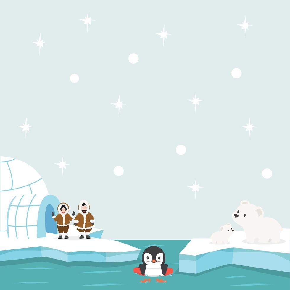 North pole Arctic  in the ocean background vector