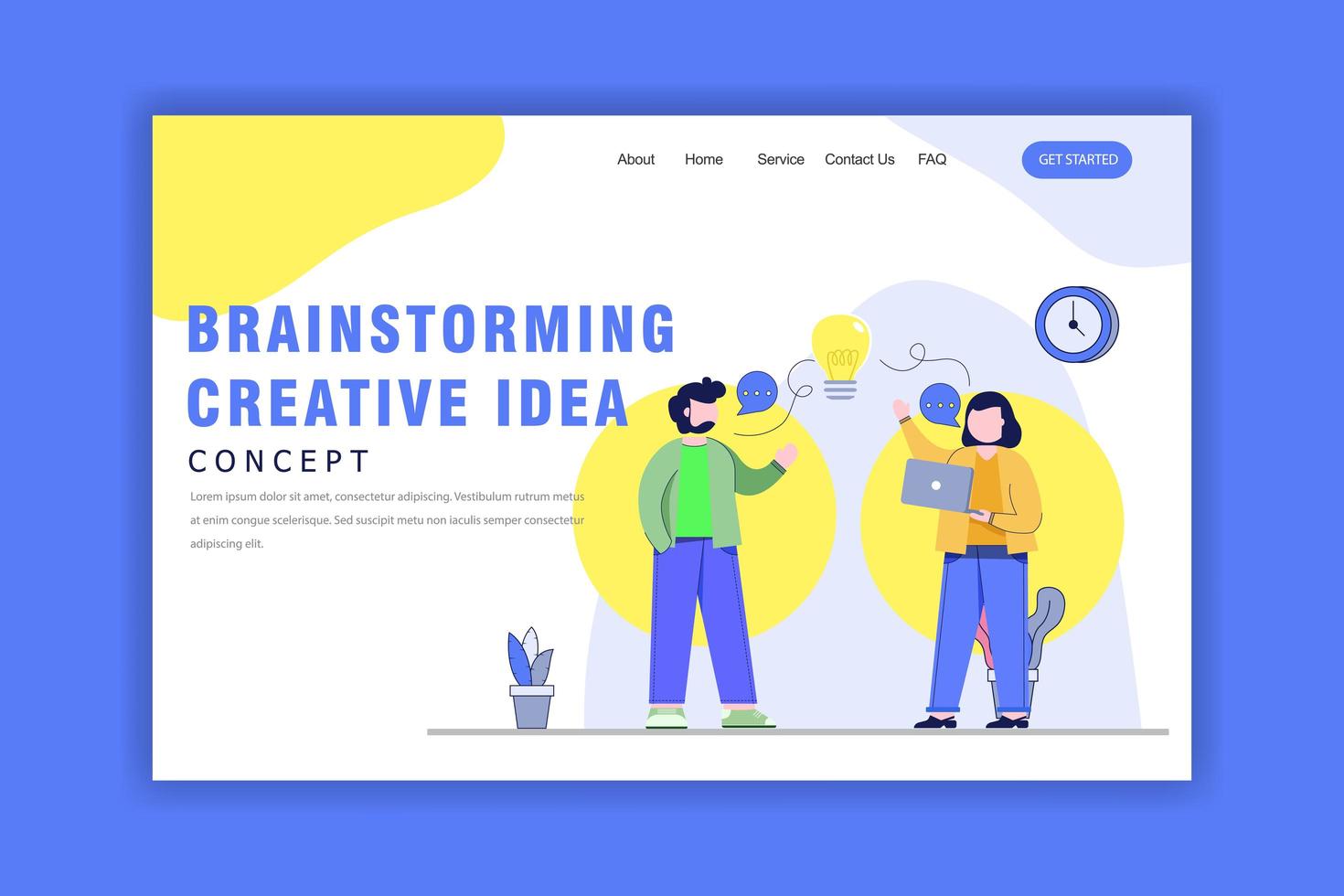 Flat Design Concept of Brainstorming Creative Idea vector